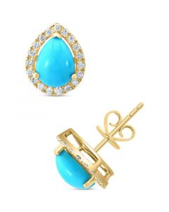 EFFY® Turquoise & Diamond (1/5 ct. t.w.) Halo Stud Earrings in 14k Gold