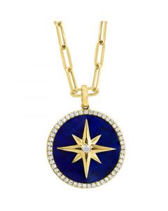 EFFY Lapis Lazuli and Diamond (1/4 ct.t.w.) Pendant in 14k Gold