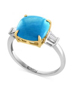 EFFY® Turquoise & Diamond (1/6 ct. t.w.) Ring in 14k Two-Tone Gold