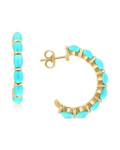 EFFY® Turquoise Half Hoop Earrings in 14k Gold