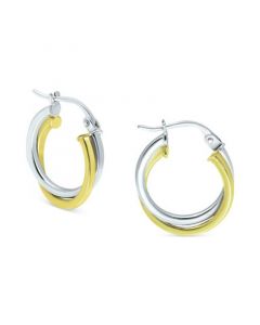 Double Twist Hoop Earrings in Sterling Silver & 18k Gold-Plate, Created for Macy's