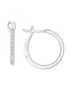 Diamond In & Out Hoop Earrings (1/4 ct. t.w.) in 10K White Gold