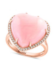 EFFY® Pink Opal (10-9/10 ct. t.w.) & Diamond (1/5 ct. t.w.) Heart Ring in 14k Rose Gold