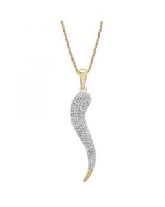 Men's Diamond Pavé Horn 22"  Pendant Necklace (1/2 ct. tw) in 14k Gold-Plated Sterling Silver