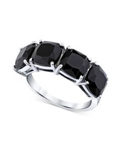 Onyx Cushion Four Stone Ring in Sterling Silver