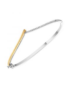 Diamond Chevron Bangle Bracelet (1/4 ct. t.w.) in 10k Gold & Sterling Silver