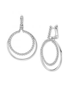 Diamond Double Circle Leverback Earrings (1/2 ct. t.w.) in 14k White Gold