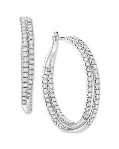 Diamond Double Row In & Out Hoop Earrings (3 ct. t.w.) in 10k White Gold