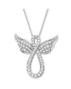 Diamond Angel Infinity 18" Pendant Necklace (1/3 ct. t.w.) in 10k White Gold