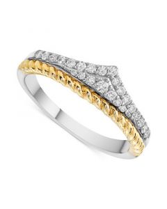 Diamond Chevron Ring (1/4 ct. t.w.) in 10k Gold & Sterling Silver