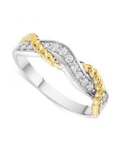 Diamond Twist Ring (1/4 ct. t.w.) in 10k Gold & Sterling Silver