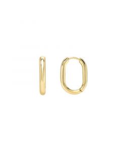 14K Gold Thick Oval Hoop Earrings