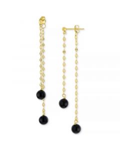 Cultured Freshwater Pearl Linear Front & Back Chain Drop Earrings in 18k Gold-Plated Sterling Silver and Sterling Silver (Also in Turquoise & Onyx and) Created for Macy's