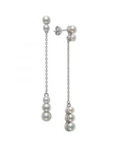 Cultured Freshwater Button Pearl (4-6mm) Linear Chain Drop Earrings in Sterling Silver, Created for Macy's