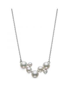 Cultured Freshwater Button Pearl (4-8mm) Cluster Collar Necklace in Sterling Silver, 16" + 2" extender, Created for Macy's