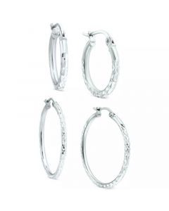 2-Pc. Set Textured Small Hoop Earrings, Created for Macy's