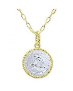 Two-Tone Coin Pendant Necklace in Sterling Silver & 18k Gold-Plate, 16" + 2" extender, Created for Macy's