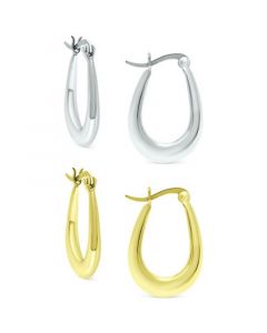 2-Pc. Set Polished Oval Hoop Earrings in Sterling Silver & 18k Gold-Plate, Created for Macy's