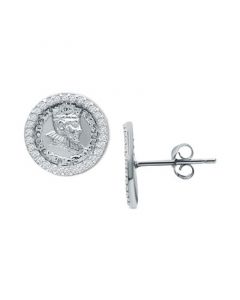 Cubic Zirconia Coin Stud Earrings in Sterling Silver, Created for Macy's