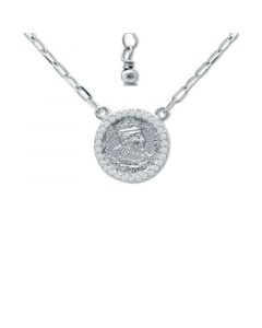 Cubic Zirconia Coin Pendant Necklace in Sterling Silver, 16" + 2" extender, Created for Macy's