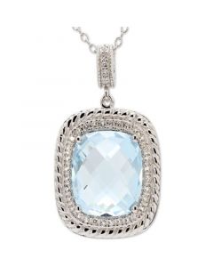 Blue Topaz (4 ct. t.w.) & White Topaz (1/8 ct. t.w.) 18" Pendant Necklace in Sterling Silver