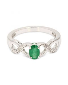 Emerald (1/2 ct. t.w.) & Diamond Accent Twist Ring in Sterling Silver