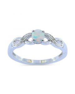 Opal (1/4 ct. t.w.) & Diamond Accent Twist Ring in Sterling Silver