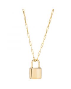 Padlock Paperclip 18" Pendant Necklace in 10k Gold