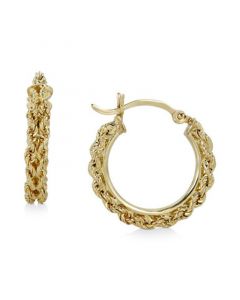 Heart Rope Chain Hoop 20mm Earrings in 14k Gold