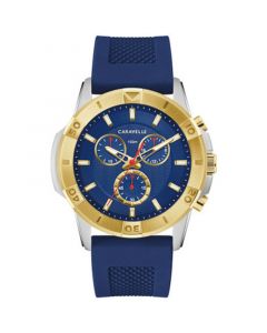 Men's Chronograph Blue Silicone Strap Watch 44mm