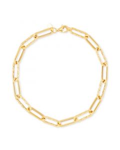 Polished & Textured Paperclip Link Bracelet in 14k Gold