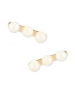 Cultured Freshwater Pearl (3mm) Bar Stud Earrings in 14k Gold