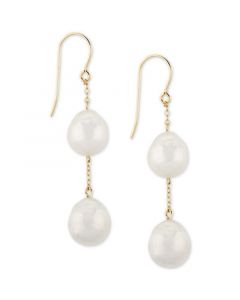 Cultured Freshwater Baroque Pearl (12mm) Drop Earrings in 14k Gold