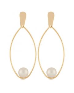 Cultured Freshwater Pearl (6mm) Oval Drop Earrings in 14k Gold