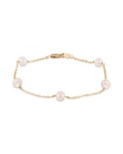 Pink Cultured Freshwater Pearl (5mm) Bracelet in 14k Rose Gold