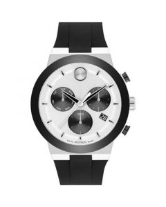 Men's Swiss Chronograph Bold Fusion Black Silicone Strap Watch 44mm