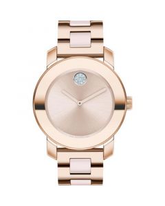 Women's Swiss Bold Blush Ceramic & Carnation Gold-Tone Stainless Steel Bracelet Watch 36mm