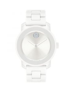 Women's Swiss Bold White Ceramic & Stainless Steel Bracelet Watch 36mm