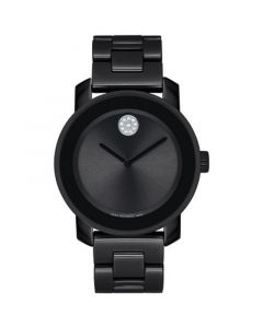 Women's Swiss Bold Black Ceramic & Stainless Steel Bracelet Watch 36mm