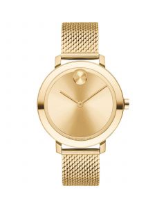 Women's Swiss Evolution Bold Gold Ion-Plated Stainless Steel Mesh Bracelet Watch 34mm