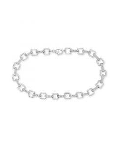 Diamond Square Link Bracelet (1/6 ct. t.w.) in Sterling Silver