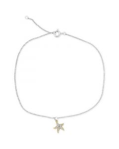 Diamond Accent Starfish Ankle Bracelet in Sterling Silver & 14k Gold-Plate