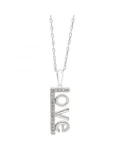 Diamond Love 18" Pendant Necklace (1/10 ct. t.w.) in Sterling Silver