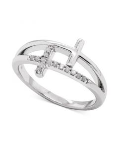 Diamond Double East-West Cross Ring (1/10 ct. t.w.) in Sterling Silver