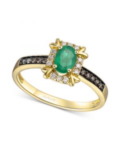 Emerald (1/3 ct. t.w.) & Diamond (1/6 ct. t.w.) Ring in 14k Gold