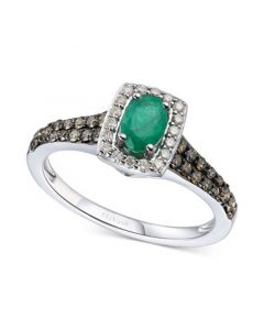 Emerald (3/8 ct. t.w.) & Diamond (1/2 ct. t.w.) Ring in 14k White Gold