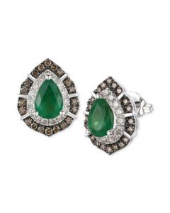 Emerald (1-1/4 ct. t.w.) & Diamond (5/8 ct. t.w.) Stud Earrings in 14k White Gold