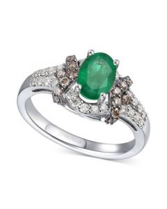 Emerald (5/8 ct. t.w.) & Diamond (1/2 ct. t.w.) Ring in 14k White Gold