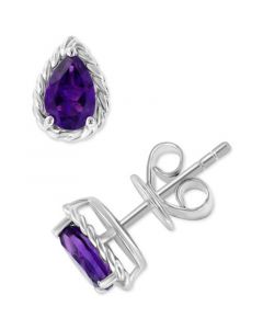 EFFY® Amethyst Pear Rope-Framed Stud Earrings (7/8 ct. t.w.) in Sterling Silver