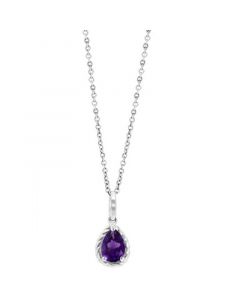 EFFY® Amethyst Pear Rope-Framed 18" Pendant Necklace (3/4 ct. t.w.) in Sterling Silver